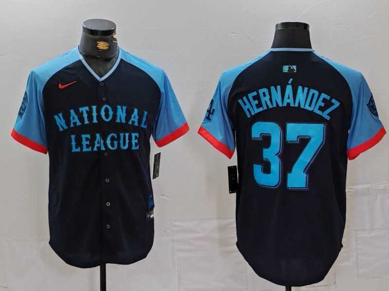 Mens Los Angeles Dodgers #37 Teoscar Hernandez Navy 2024 All Star Limited Stitched Jersey